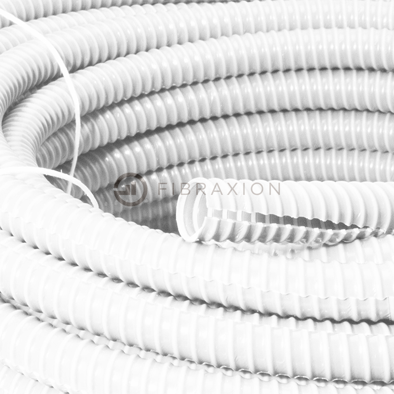 Gaine fendue BLANC en PVC armé pour fibre optique ø18 - Rouleau de 30m